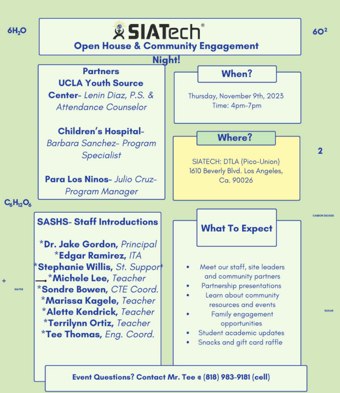 SIATech Downtown LA High School Open House on Thursday Nov. 9 from 4-7 pm