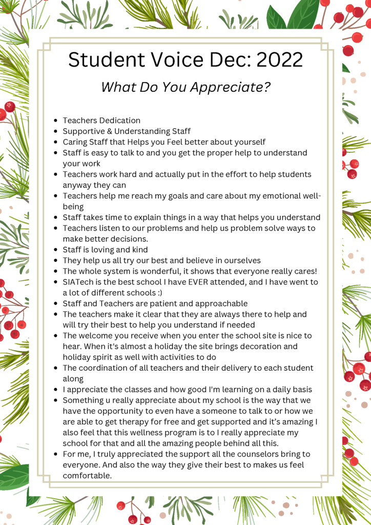 SIATech student testimonials about SIATech high school