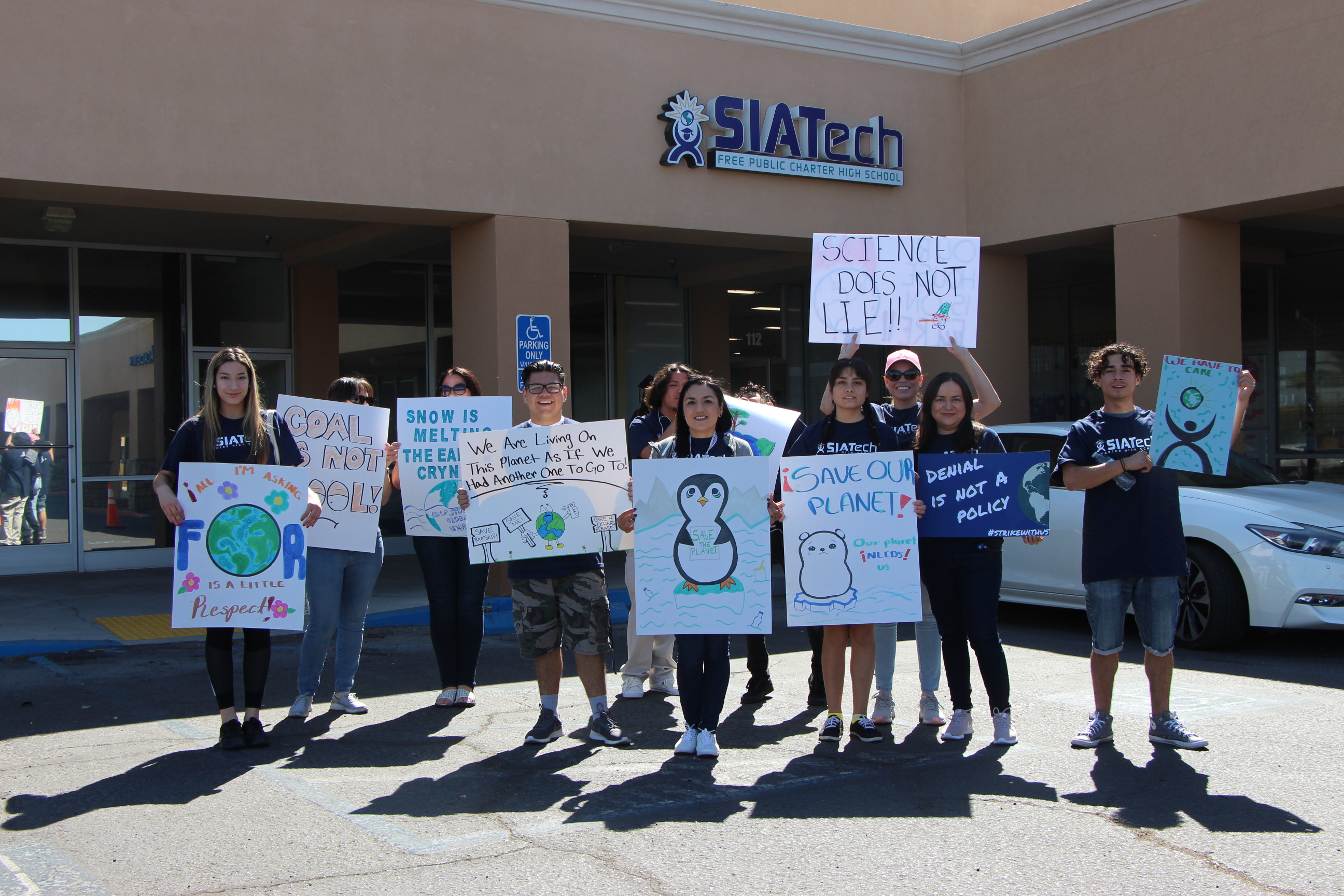 SIATech El Centro students protesting for climate strike and march to El Centro's City Hall.